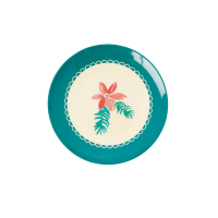 Christmas Poinsettia Print Small Round Melamine Plate Rice DK